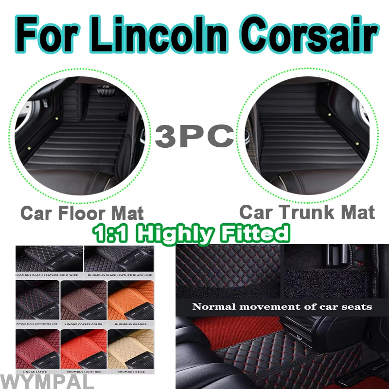 

Luxury Automobile Car Floor Mats For Lincoln Corsair 2020 2021 Custom Auto Foot Pads Carpet Cover Interior Accessories full