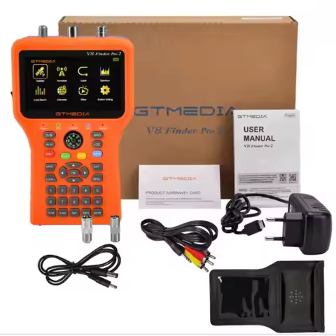 GTMEDIA V8 Finder Pro2 Satellite Signal Finder DVB-S2/T2/C Combo HD Digital Satfinder with HEVC MPEG-4, Satellite TV Receiver