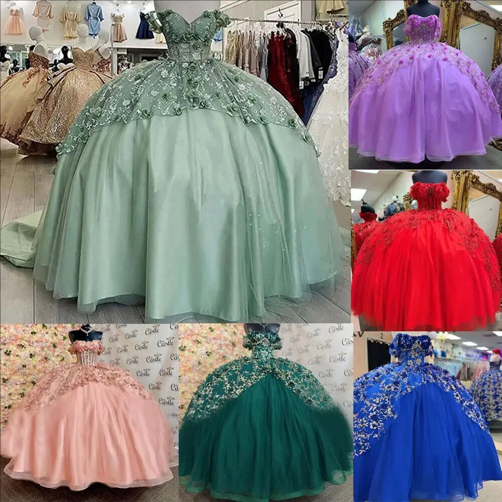 ANGELSBRIDEP-Robe de Rhde princesse personnalisée, robe de Quinceanera, vert sauge, swee off initié, perles de thé mexicaines, 16 robes, 15 ans