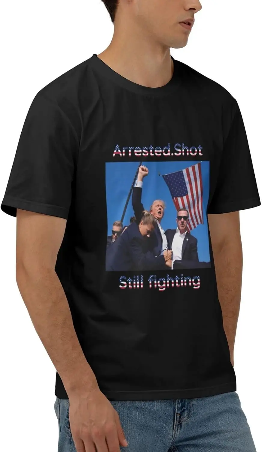 Arrested.Shot.Still fighting Athletic Men's Cotton Performance Short Sleeve T-Shirt -Double Classic Fit, Crew Neck