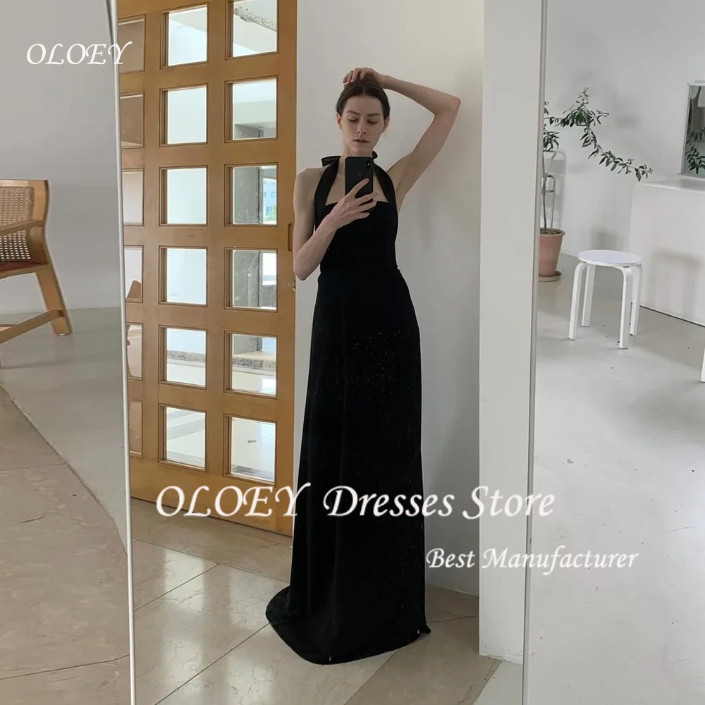 

OLOEY Simple black Floor-Length Wedding Dresses Photo shoot A-line Evening Party Customizied Prom Gowns 2025