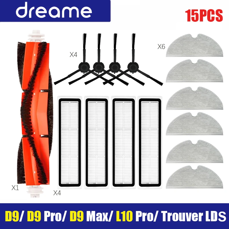 Dreame D9/D9 Max Dreame Bot L10 Pro Trouver Robot LDS Vacuum Finder Spare Part Accessories Main Side  Brush Hepa Filter