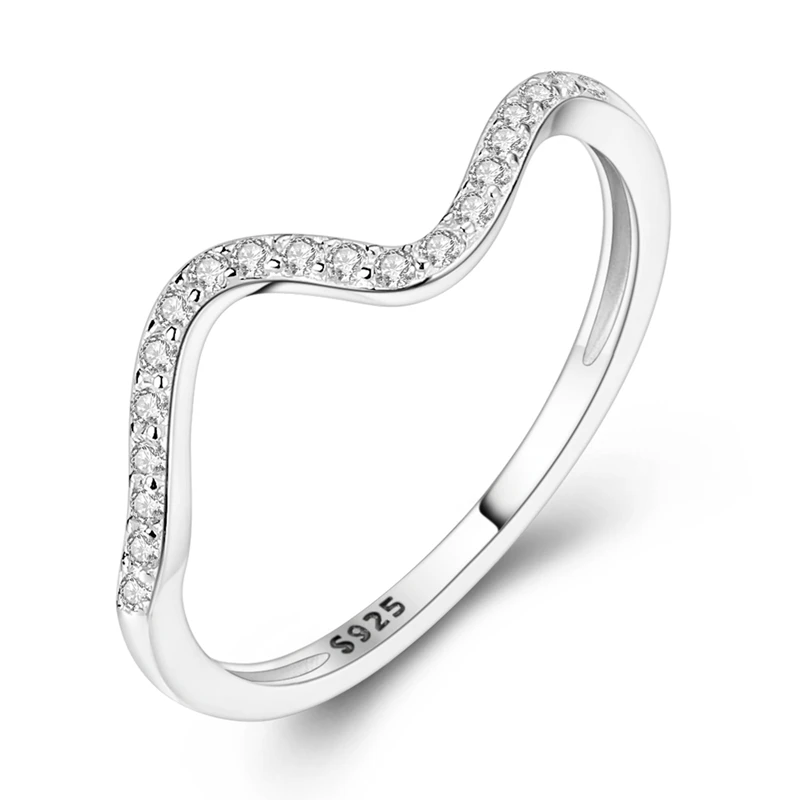 

Original 925 Sterling Silver Sparkling Curved White Zirconia Ring For Women Girls Jewelry Birthday Anniversary Gifts