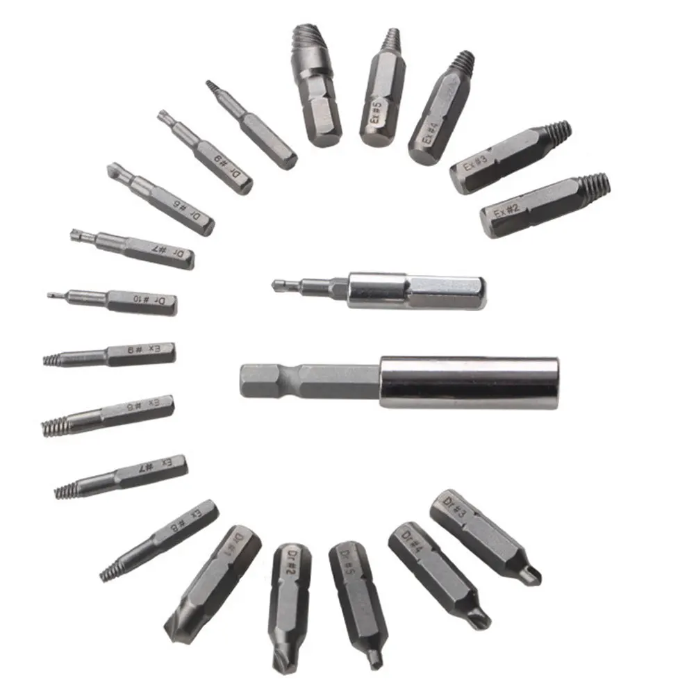 

22Pcs Damaged Nut Extractor Set Steel Alloy Double-End Broken Bolts Remover for Stripped Broken Rusted Nuts Precise Removal Tool