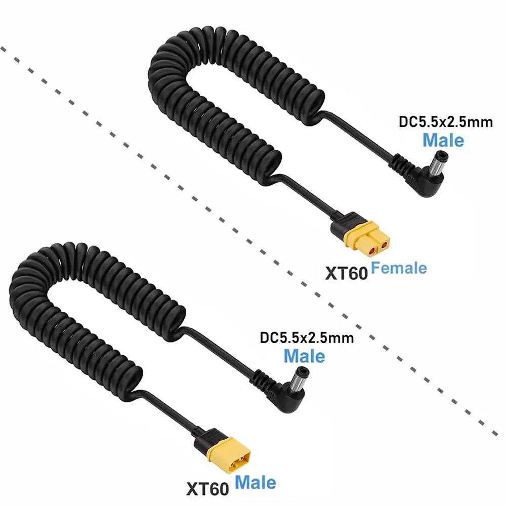 XT60 Female Male Bullet Connector To Male DC DC5525 Power Cable 5.5x2.5mm Adaptor For TS101 PINE64 Electronic Soldering Iron