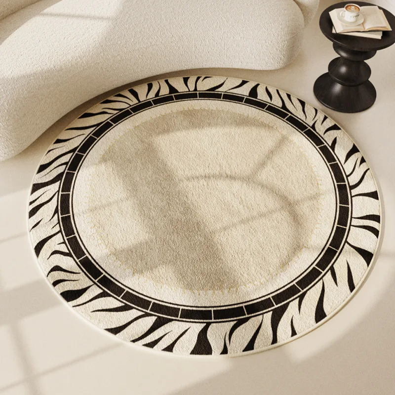 

Vintage Zebra Striped Round Area Rug Non-Slip Soft Floor Mat for Living Room Bedroom Decor