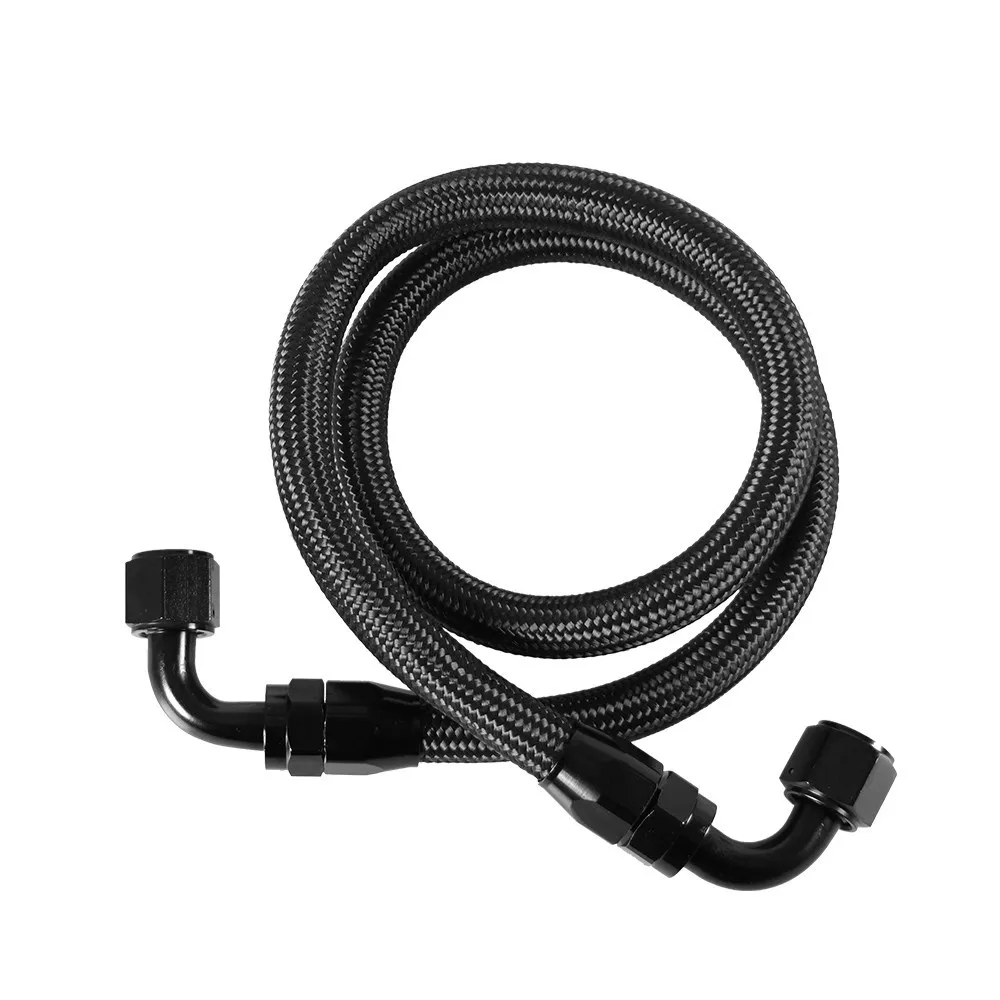 1M AN10 10AN Black Braided Oil Fuel Fittings Hose End 0+90 Degree Oil Adaptor Kit Oil Fuel Hose Line