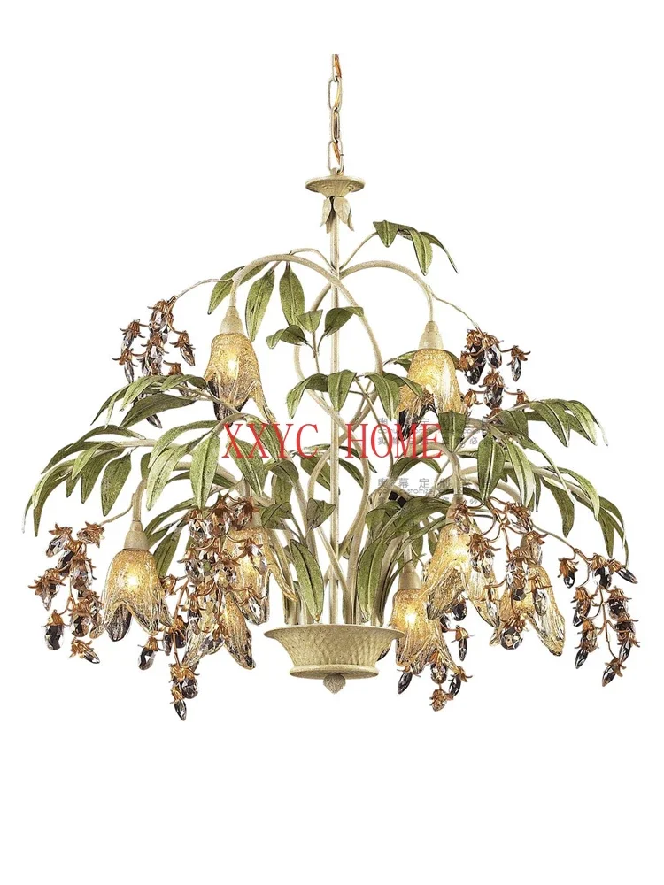 

Green Branches Leaves Living Room Dining Room Bedroom Distressed Cloakroom Crystal Chandelier Wall Lamp