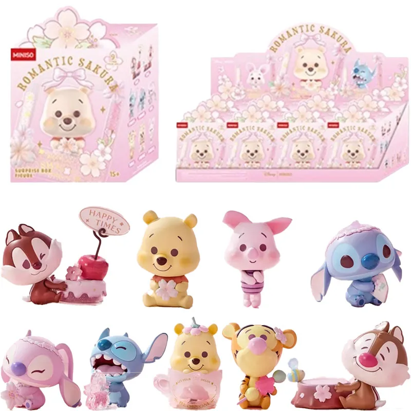MINISO名創優品 ディズニー ロマンティック桜シリーズ ブラインドボックス プーさん ブラインドボックス ぬいぐるみ アニメ ガレージキット おもちゃ グッズバッグ ミステリーボックス ギフト