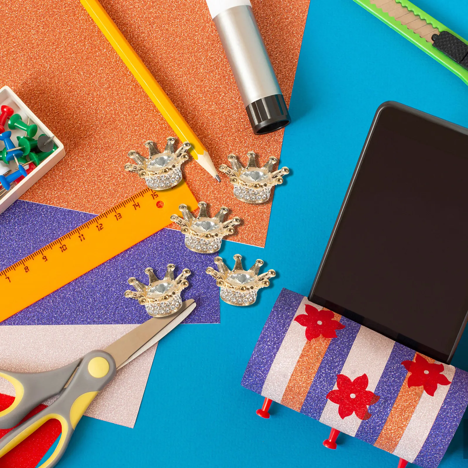 

10 шт. подвесок в форме короны со стразами, сверкающие хрустальные украшения для рукоделия, аксессуаров для волос, головных уборов ручной работы