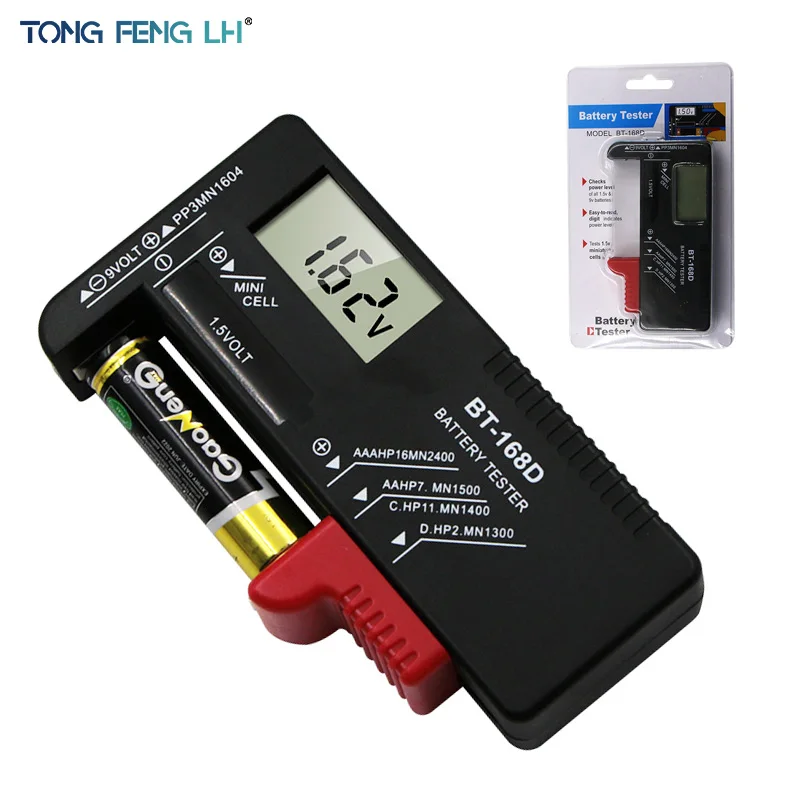 1Pc Digitale Batterij Tester LCD-Scherm C D N Aa 9V 1.5V Knoopcel Batterij Capaciteit Check Detector BT-168D BT-168