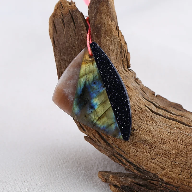 Handmade Blue Kyanite and Labradorite and Sun Stone combination Pendant Beads for Jewelry Making, Handmade Natural stones beads