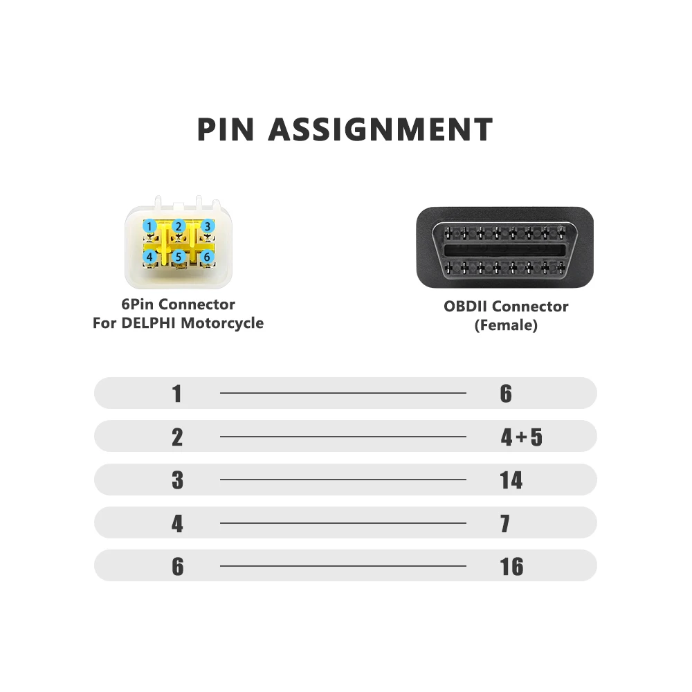 For 6pin To 16pin Adapter Extension Cable 6 Pin Motorcycle Plug OBD2 Connector Cables OBD Diagnostic Tools