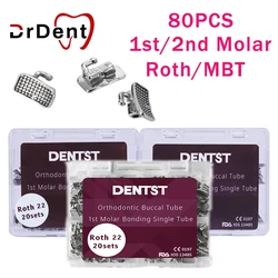 Drdent-tubo bucal de 80 unids/caja, monobloque Molar no Convertible, Base de un solo punto Roth 0.022, ortodóntico Dental