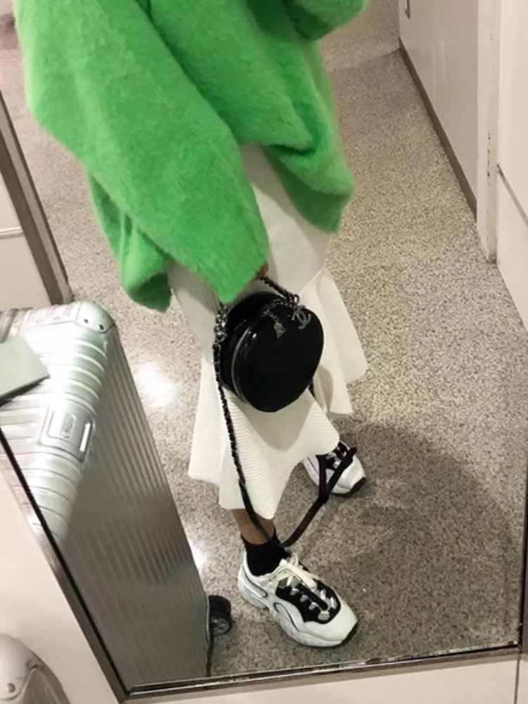 Jupe amincissante en velours côtelé pour femmes, avec ourlet en dentelle, corps portefeuille, mi-longue, printemps automne hiver, vêtements décontractés