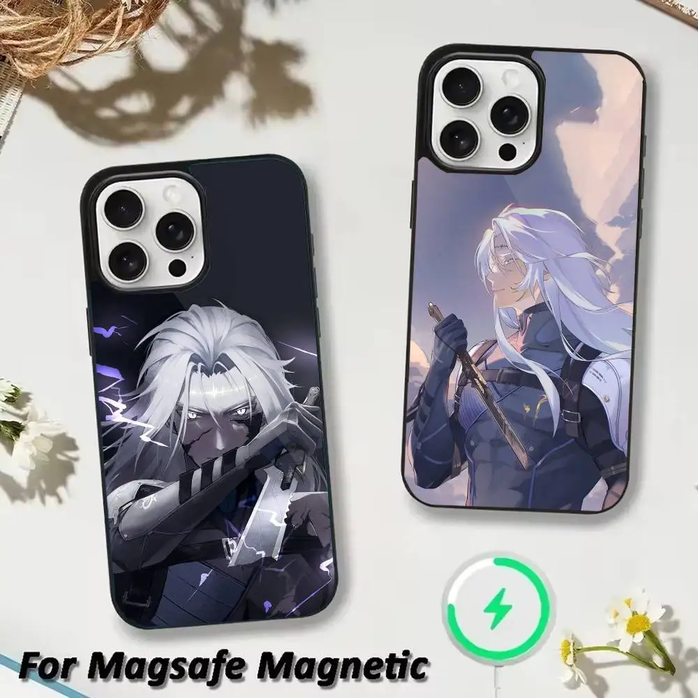 

W-wuthering waves C-calcharo Phone Case For iPhone 17 16 15 14 13 12 Pro Max Plus for Magsafe Mirror Wireless Magnetic Cover