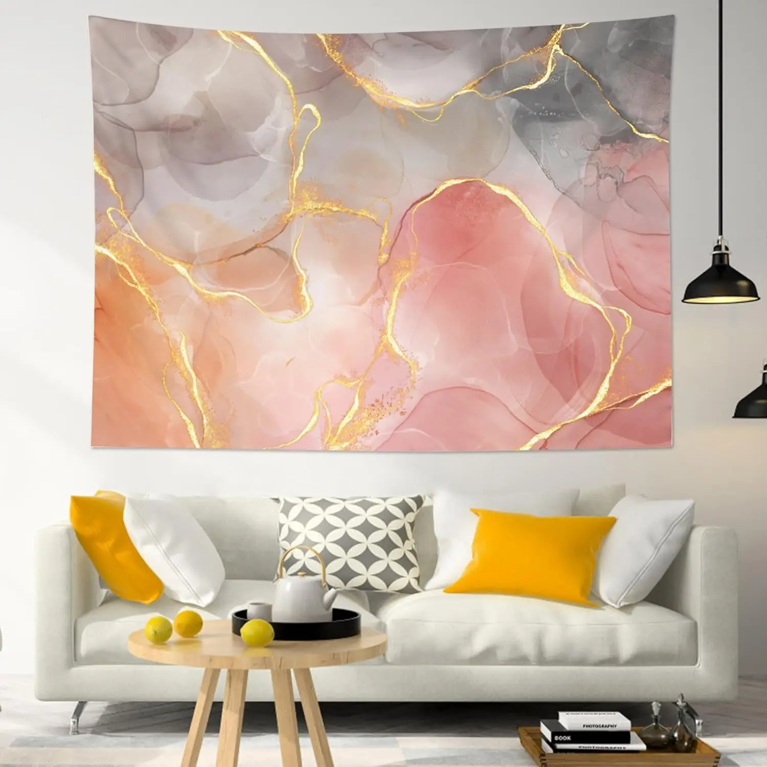 Marble Tapestry Wall Hanging Modern Minimalist Abstract Geometric Tapestry Backdrop Wall Art Decor for Living Room College Dorm