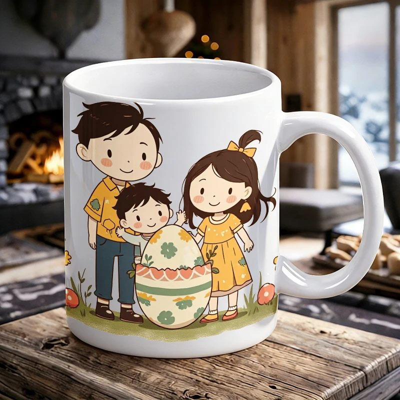 

1PCS Easter Egg Ceramic Cup, Coffee Cup, Milk Cup, Office Tea Cup, Drinking Cup, Fade-Resistant, Gift for Friends