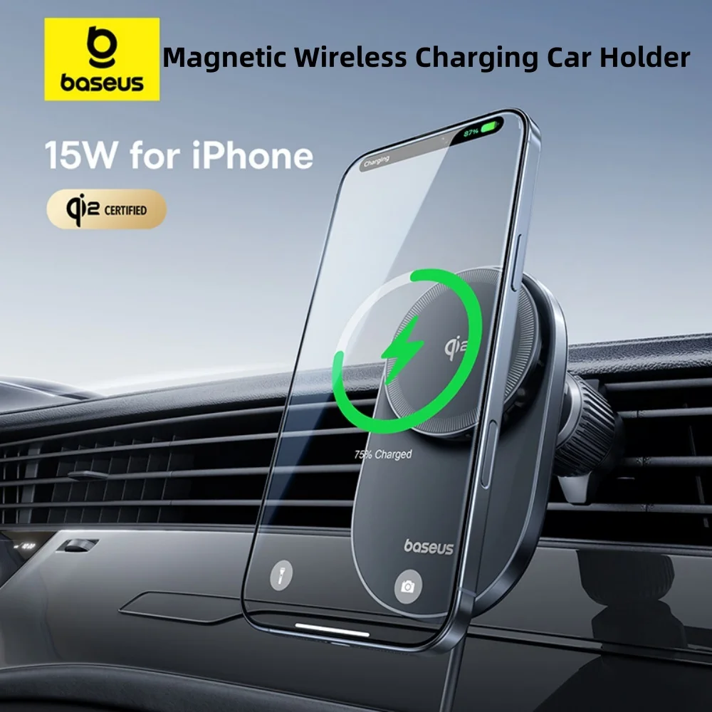 

Baseus 15W Magnetic Wireless Charging Car Holder Qi2 Fast Wireless Charging Built-in PC Level Cooling Fan Air Outlet Version