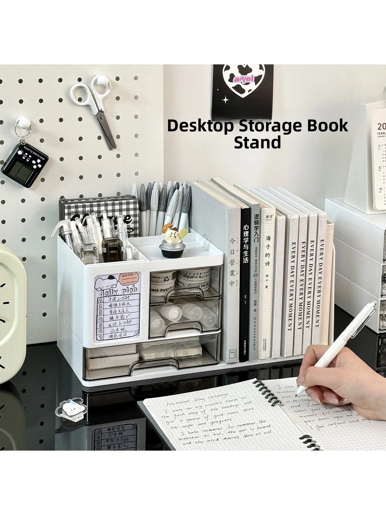 

Прозрачный настольный органайзер для канцелярских принадлежностей, подставка для книг и ручек, акриловый сортировщик для рабочего стола