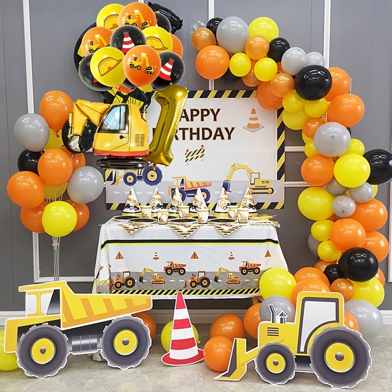 Engineering Vehicles Balloons Construction Party Decorations Excavator Balloon Birthday Baby Shower Party Balloon Decor Supplies