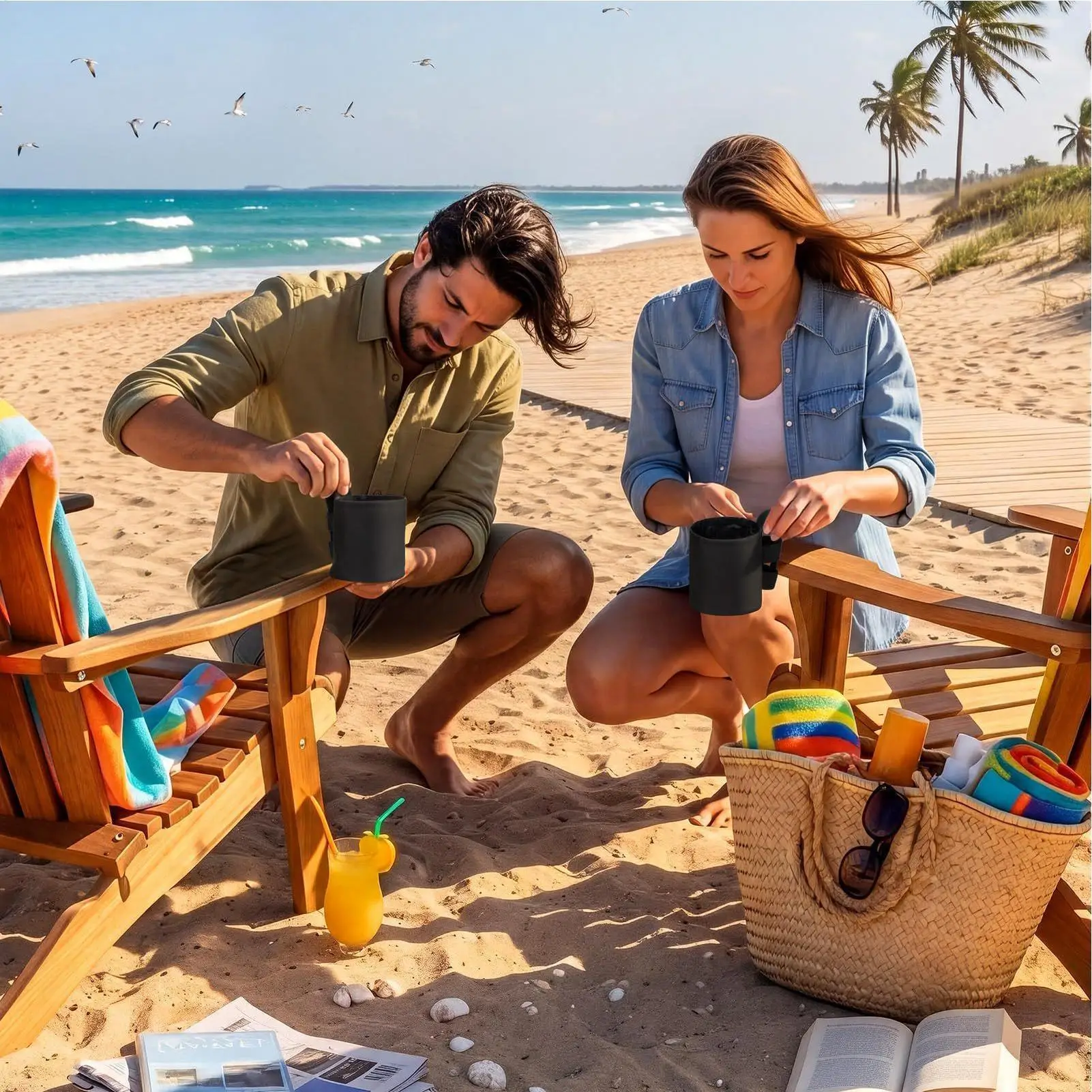 Portable Outdoor Camping Chair Cup Holder Chair Cup Stand Fishing Chair Drinks Tray for Beach Fishing Camping