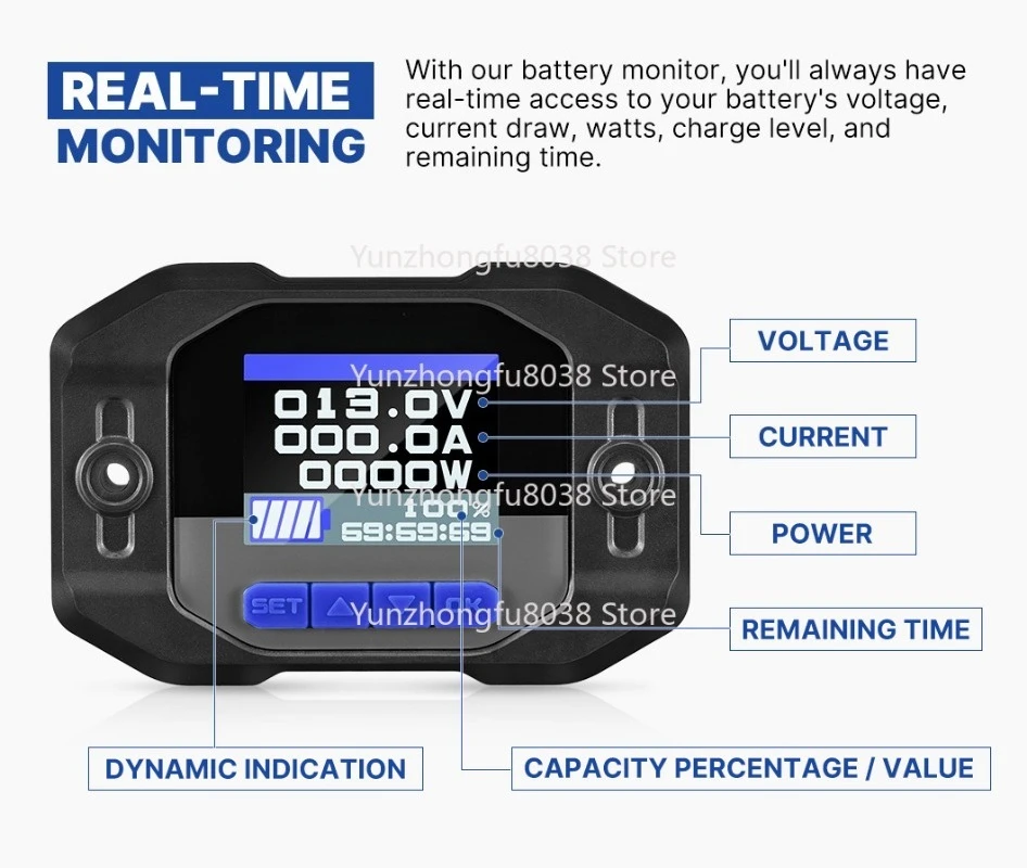 12V 200A High-precision Lithium Iron Phosphate Battery Capacity Tester, Electro-hydraulic Meter, Battery Indicator Monitor