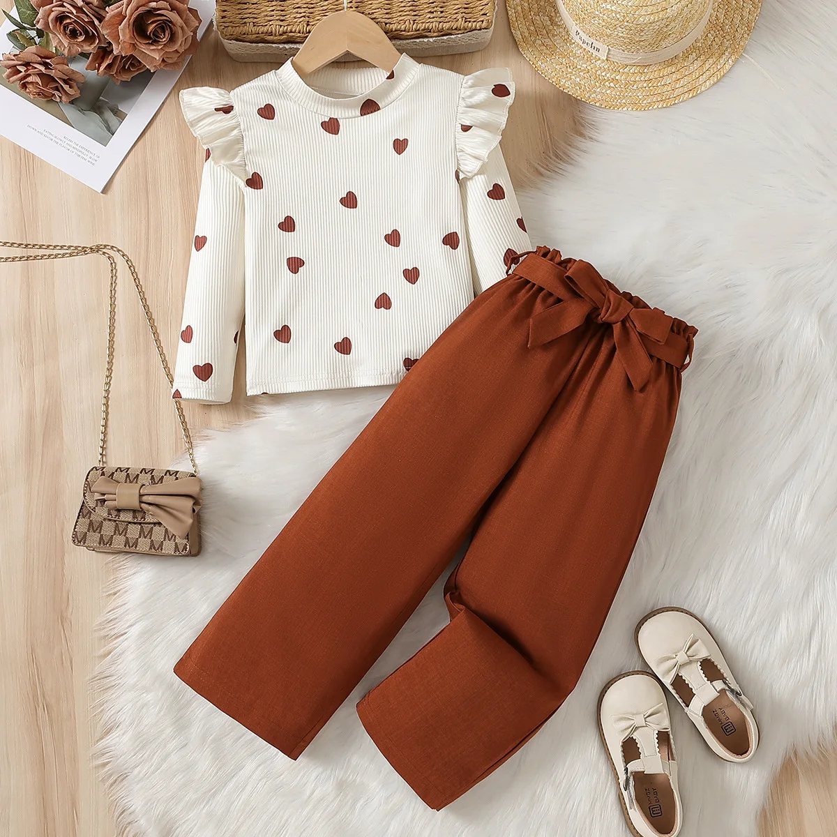 

2025 2pcs Baby Girls' Clothing Autumn Long-sleeved Shirt + Long Pant 2 Pcs Set Kids Girls Outfit For Outdoor For 4 5 6 7 Years