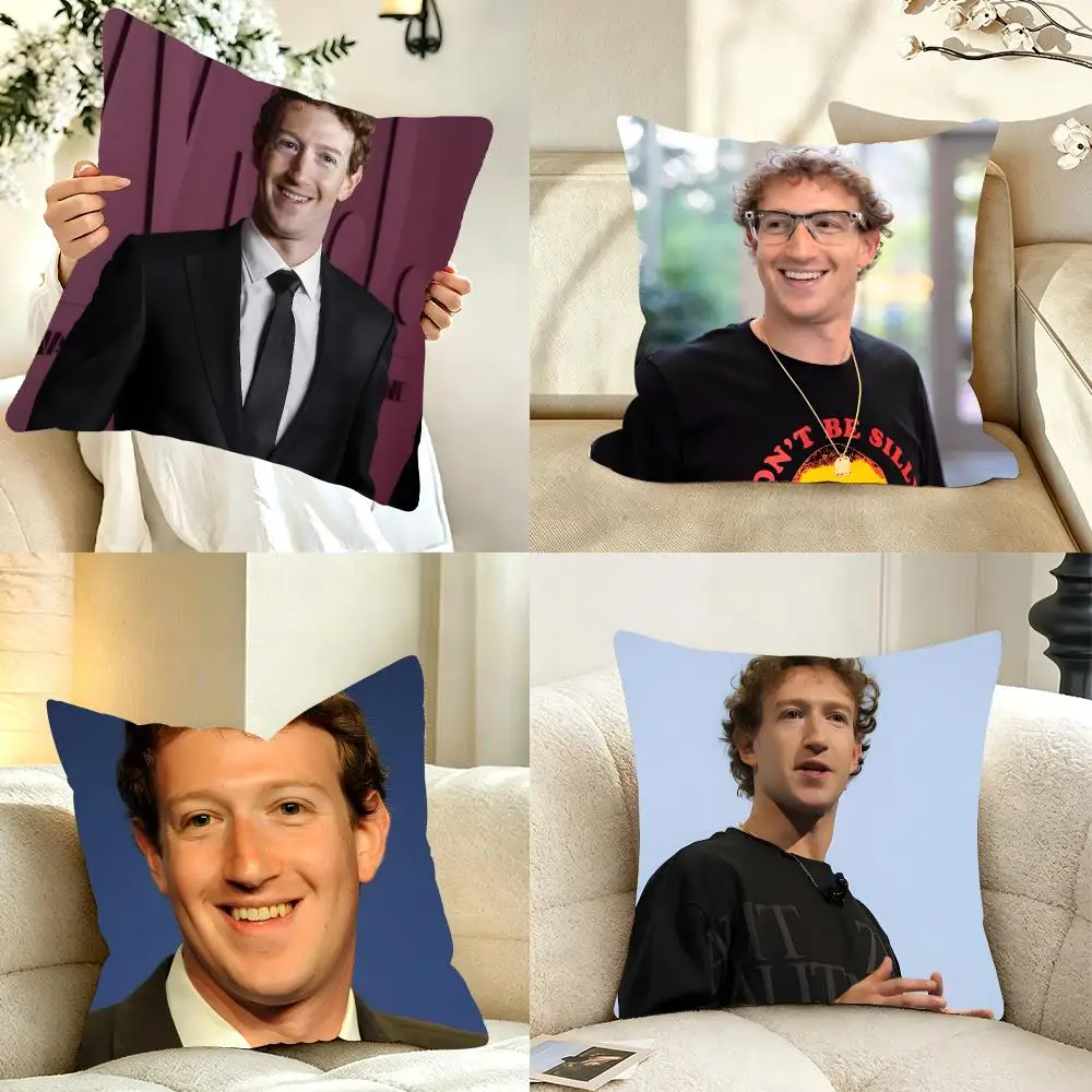 Famous Celebrity M-Mark Zuckerberg Cushion Cover Bedroom bed reading backrest cushion Festive plush holiday Soft plush throw