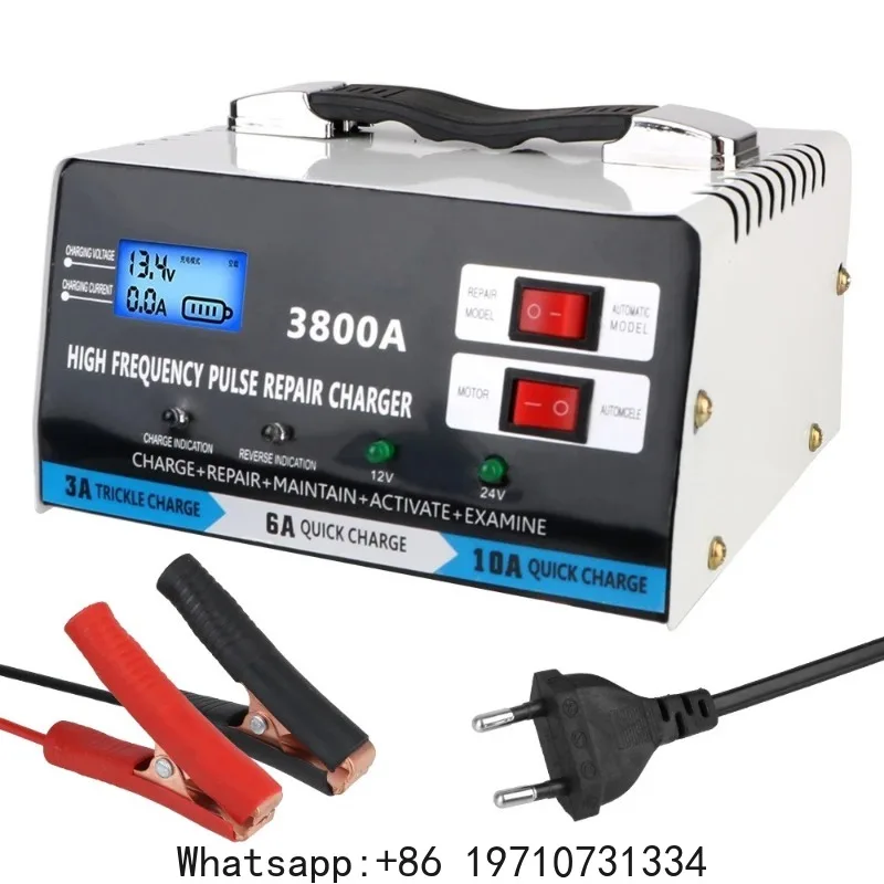 Car  Full Automatic Fast Charger High Power EU Plug Repair Charger For Lead Acid Battery 12V 24V