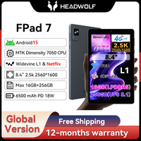 Headwolf FPad7 8 inch Android 15 Tablet 2560x1600 16GB LPDDR5+256GB UFS 3.1, 6500mAh PD18W, 8MP/16MP Camera, SIM 4G LTE WiFi 6