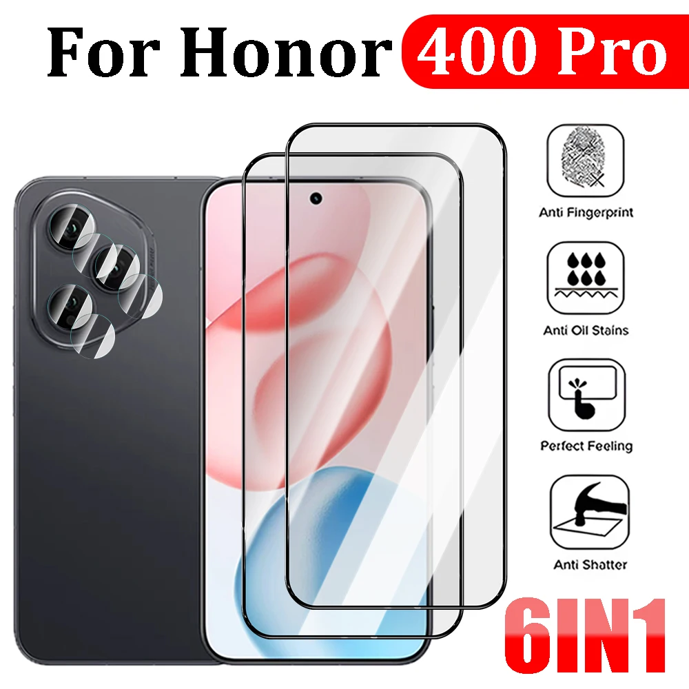 

6IN1 Full Cover Glass Screen Protector Tempered Glass for Honor 400 Pro Anti-scratch HD Protective Lens Film for Honor 400 Pro