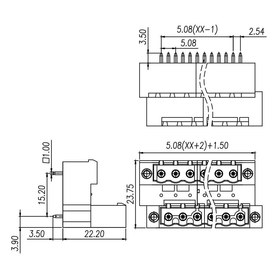 100PIN 5.0mm 2EDGVTM PCB PLUG-IN TERMINAL BlOCK PHOENIX CONTACT INSTRUMENTATION DOUBLE LAYER