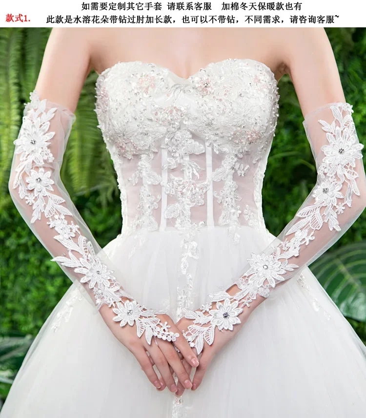 قفازات دانتيل بيضاء للنساء قفازات دانتيل بدون أصابع لحفلات الشاي وحفلات الزفاف