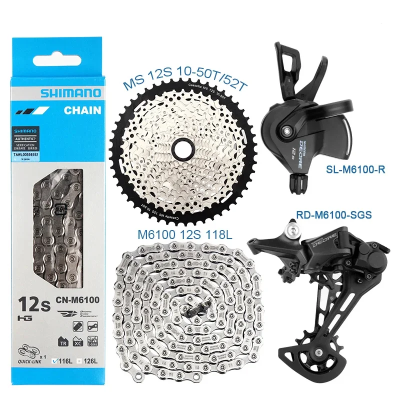 

Bicycle Deore M6100 1x12 Speed Chain MTB Shifter Derailleur 12V K7 46T 50T 52T HG Flywheel Micro Spline Cassette Bike Groupset