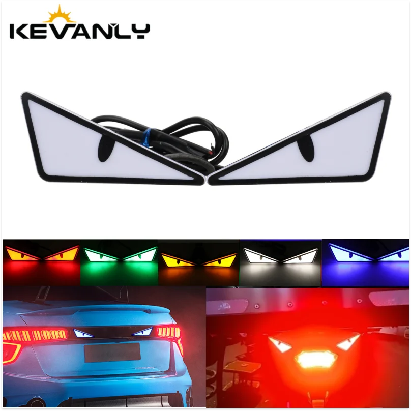 2pcs LED Devil's Eye License plate light Headlight For Car Motorcycl Universal Modified Decoration single light car Accessories