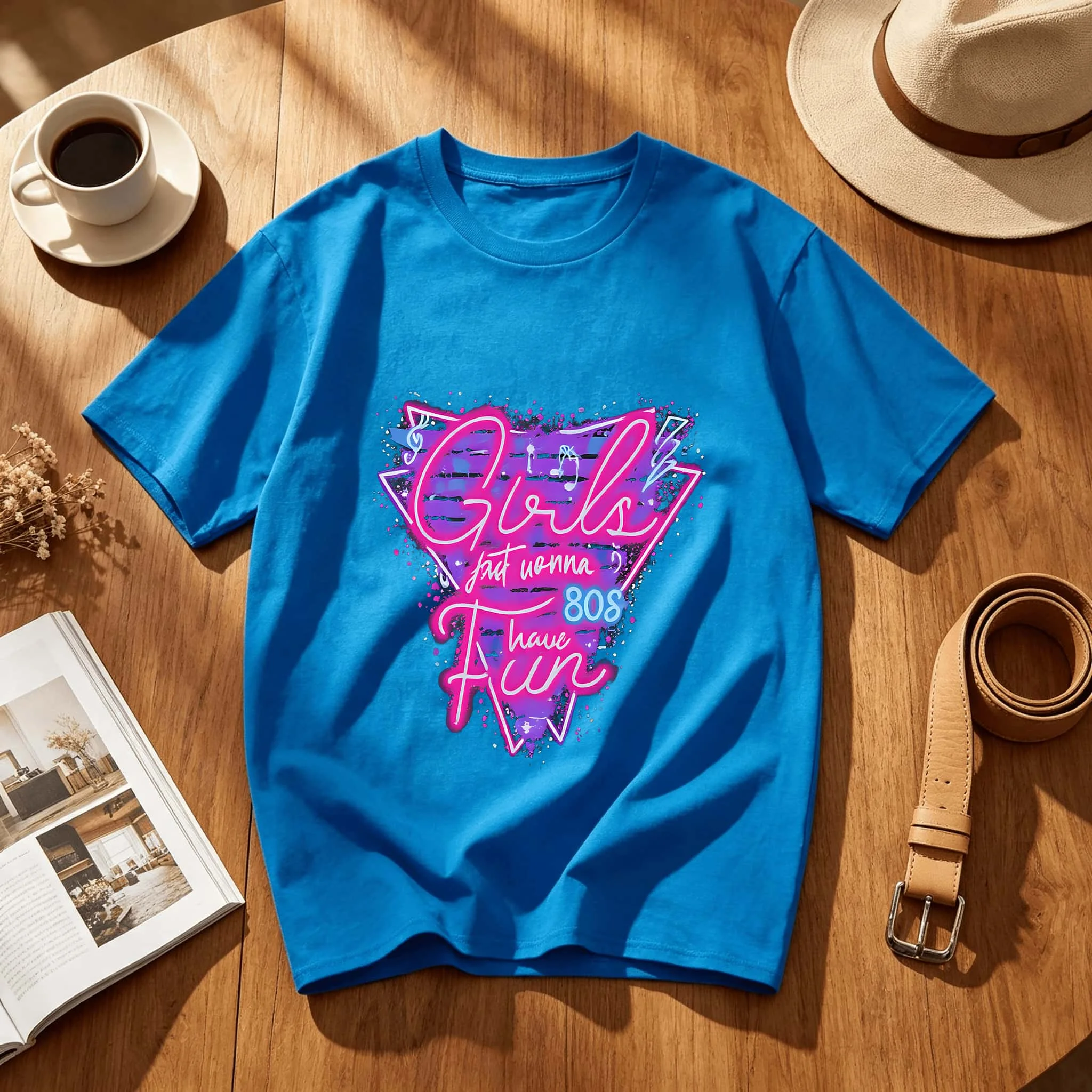 Neon Girls Just Wanna Have Fun Retro Design Vintage Streetwear Y2K Aesthetic Top