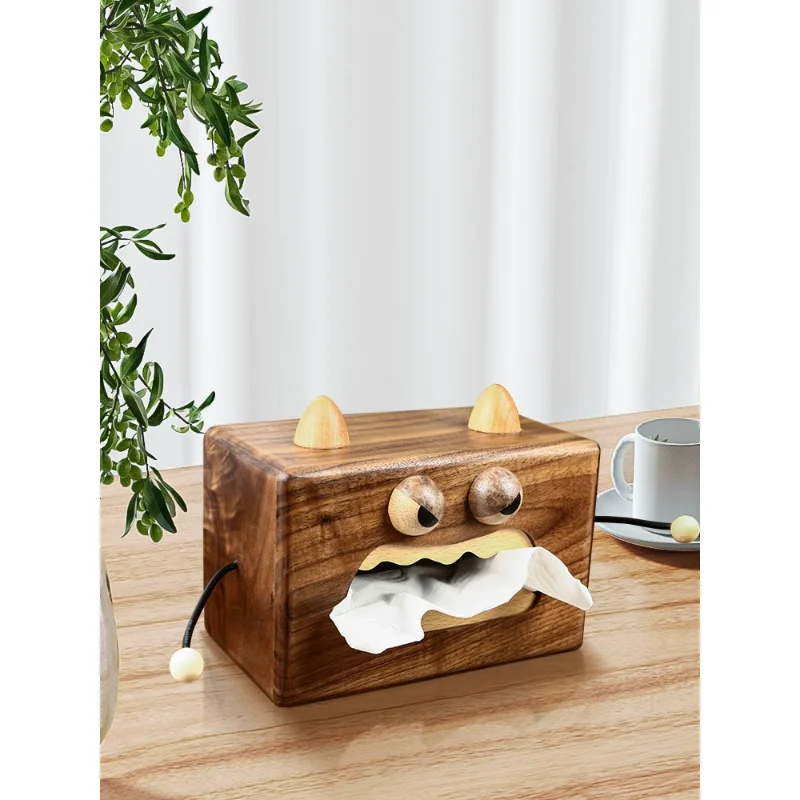 

Monster carton creative North American black walnut desktop storage box home living room luxury daily necessities.