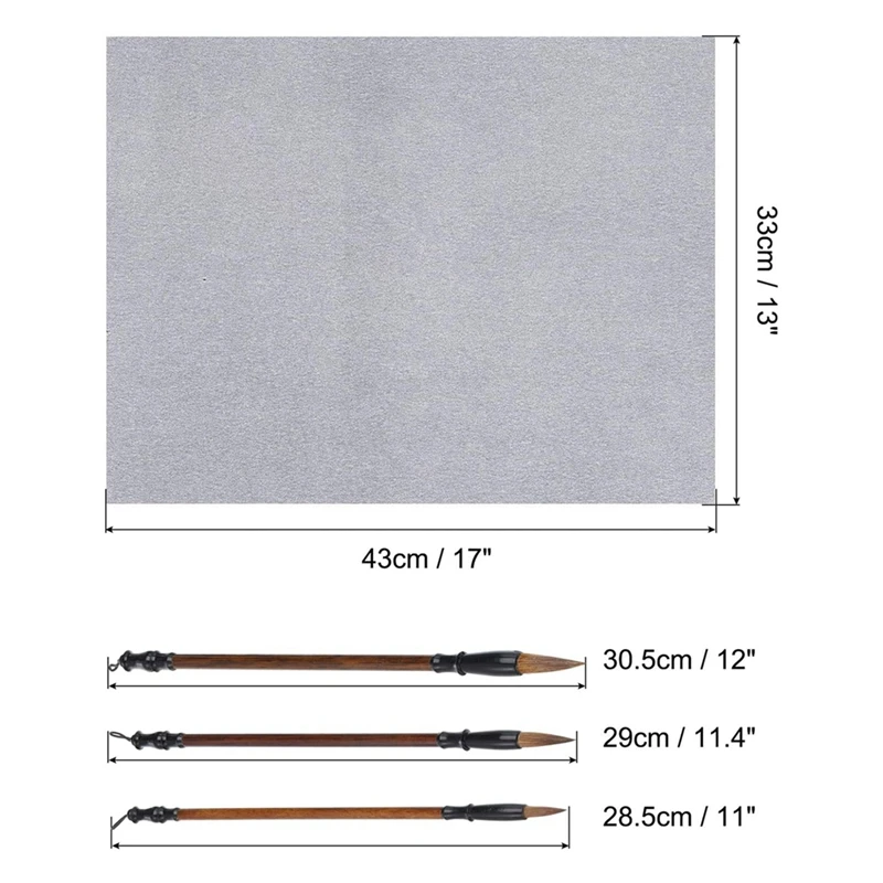 Reutilizável Água Escrita Magic Paper Set, em branco caligrafia escova, sem tinta, durável, conjunto chinês, 17x13 polegadas, 14PCs