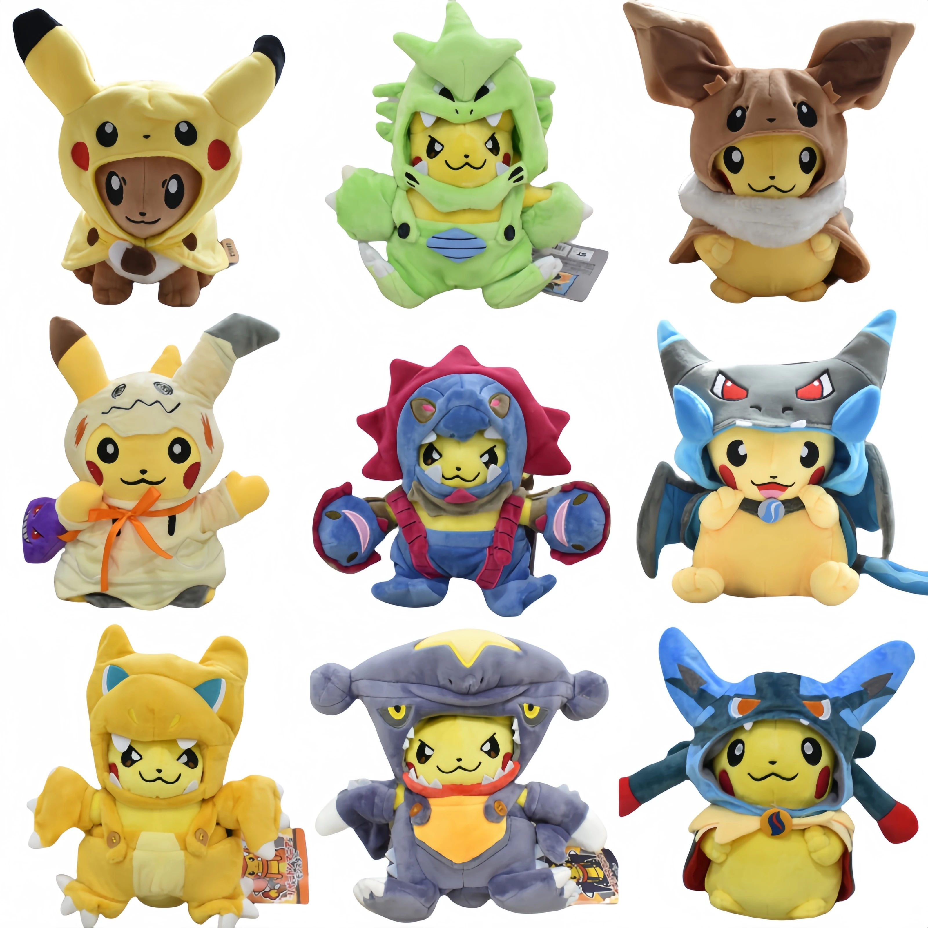 Pokemon Pikachu Gengar Cosplay Plush Toy Charizard Snorlax Garchomp Tyranitar Hydreigon Anime Eevee Lapras Morpeko Peluche Doll