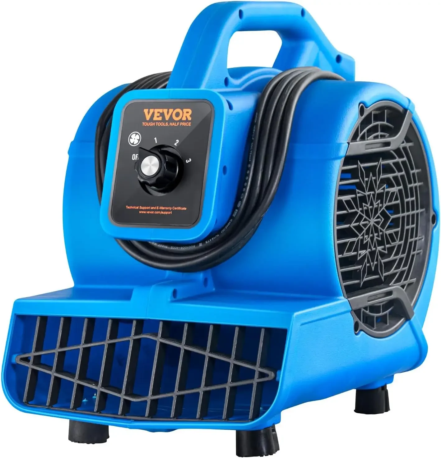 Floor Blower, 1360 RPM 600 CFM, Air Mover for Drying and Cooling, Portable Carpet Dryer Fan with 4 Blowing Angles