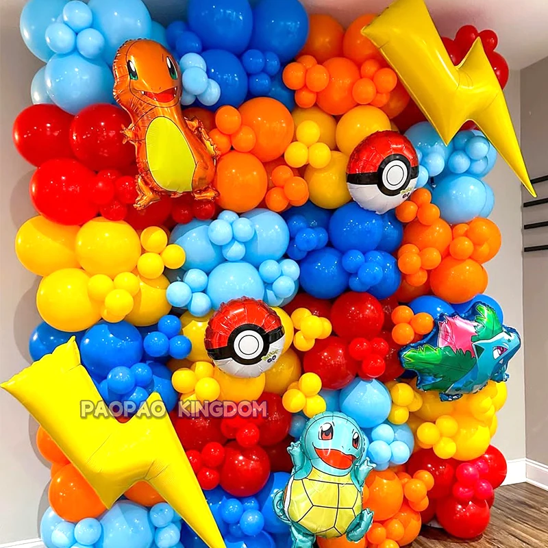 Globo de aluminio de Pokémon para niños, suministros de decoración DIY, Pikachu, Squirtle, Bulbasaur, Pikachu, regalo de fiesta de cumpleaños