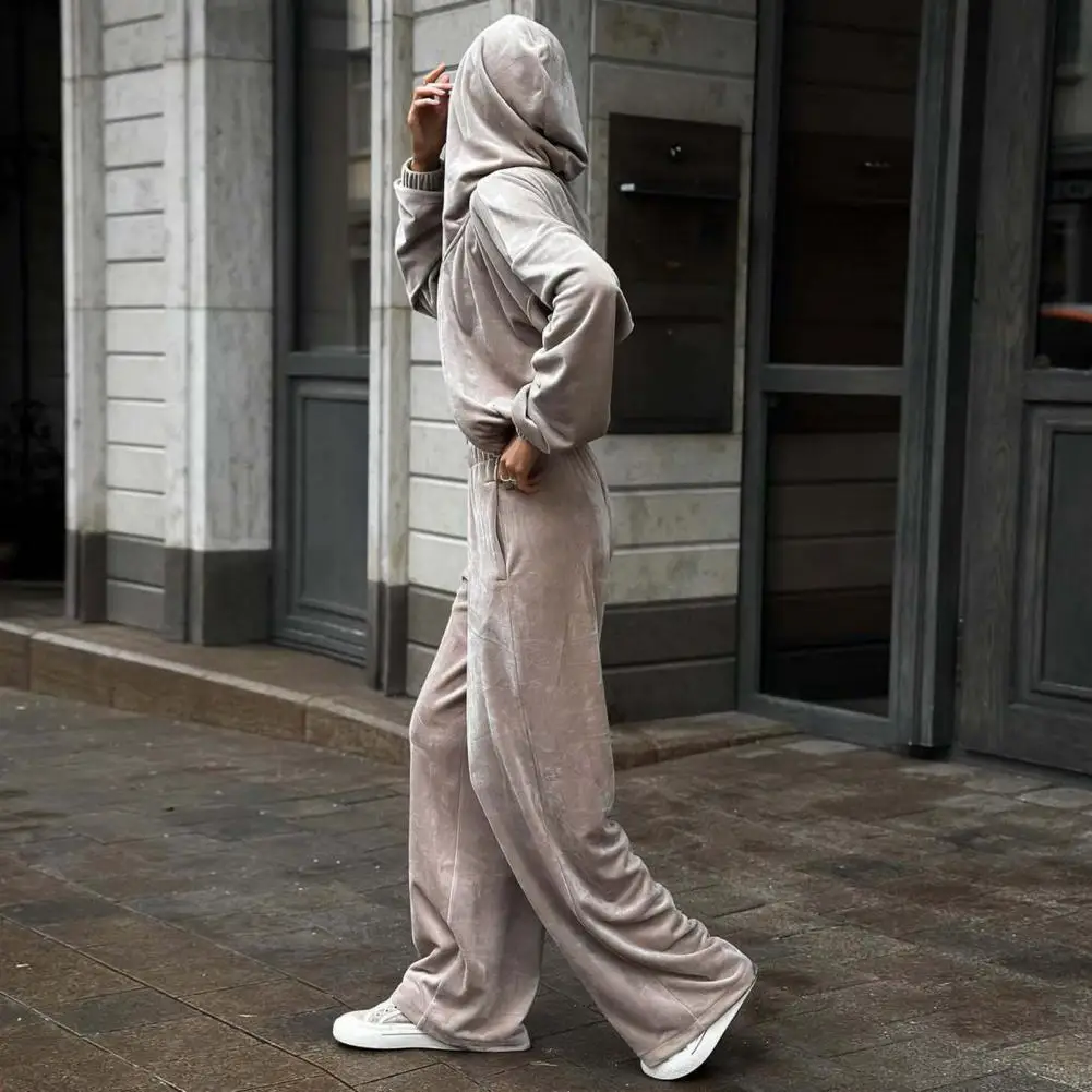 

Осенний женский повседневный модный флисовый костюм, однотонный, с длинным рукавом, свободная толстовка с карманом на молнии, спортивные штаны, женский комплект из двух предметов