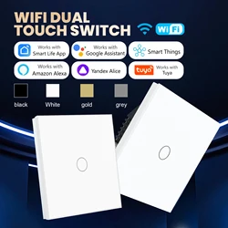 LOUYSGEN Wifi Smart Touch Switch Wall Light Switch 1Gang 2Gang 2Way Neutral Wire Glass Tuya APP Compatible Smart Life Alexa