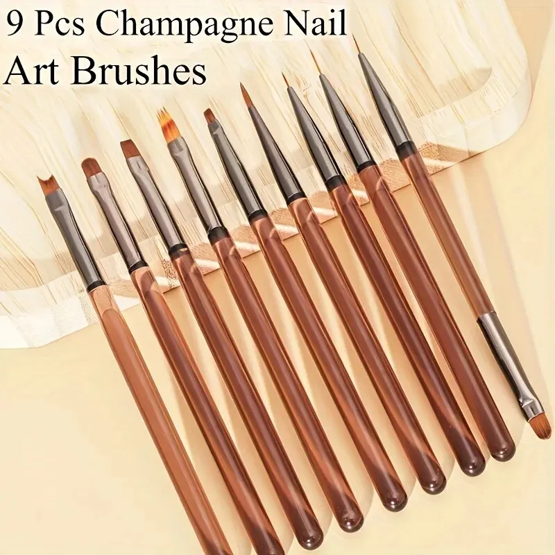 9-teiliges UV-Gel Nagelpinsel-Set, DIY Malstift, Maniküre Acryl-Zeichenpinsel für Nagelkunst-Design, Nagelspitzen-Präsentationswerkzeug