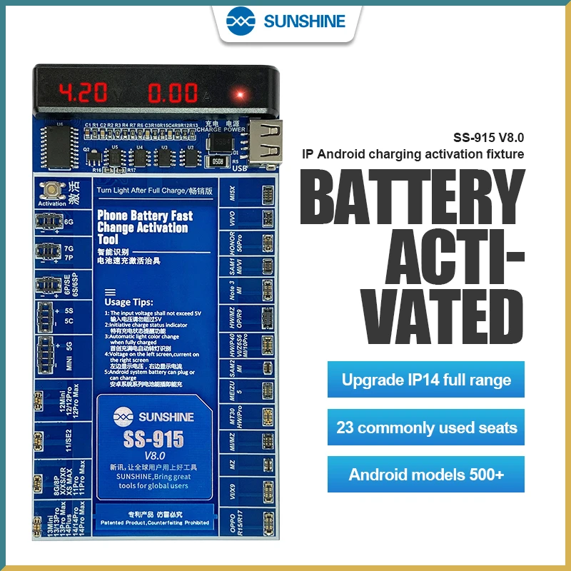 

SUNSHINE SS-915 8.0 Universal Battery Quick Charging Activation Board Test Fixture for iPhone for Android