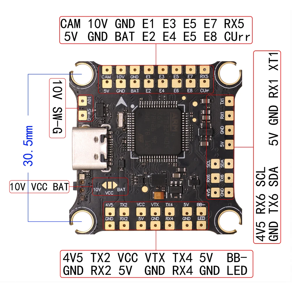 HAKRC F405 V2 DJI F4 Flight Controller ICM42688 Dual BEC 5V 3A / 9V 2.5A Betaflight STM32F405RGT6 3-6S for RC FPV Racing Drone