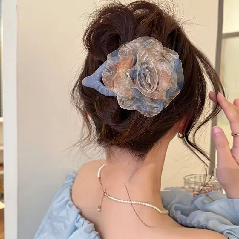 Jepit Rambut Besar Bunga Kain Jepit Rambut Wanita Ekor Kuda Sisir Rambut Bunga Besar Jepit Rambut Pin Aksesori Rambut Mode