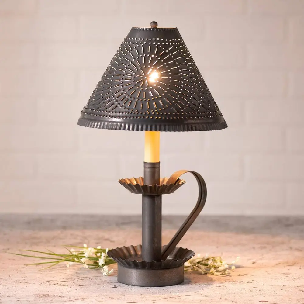 Candlestick Chisel Shade Lamp in Matte Black Finish