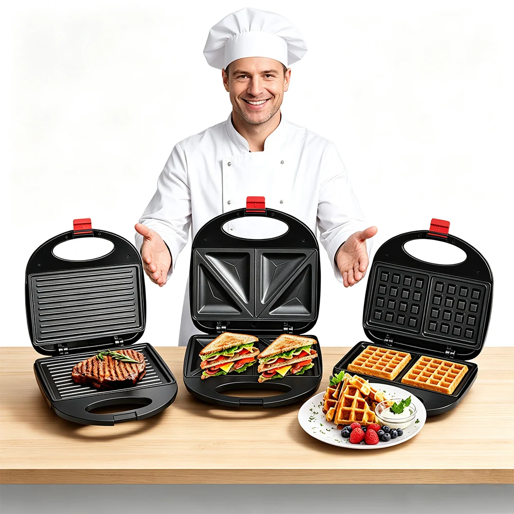 Electric Sandwich Maker Double Sides Fast Heating Baking Tray Cake Bread Waffle Kitchen Breakfast Maker 110V/ 220V